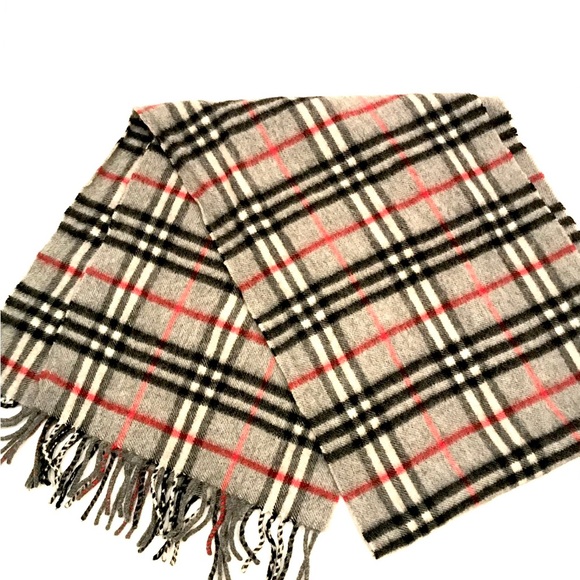 BURBERRY Cashmere Wool Scarf Gray Check MADE IN ENGLAND - Picture 7 of 7
